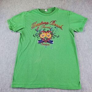 Daytona Beach Shirt Womens Small Green Gildan Florida Live Love Couture Floral T